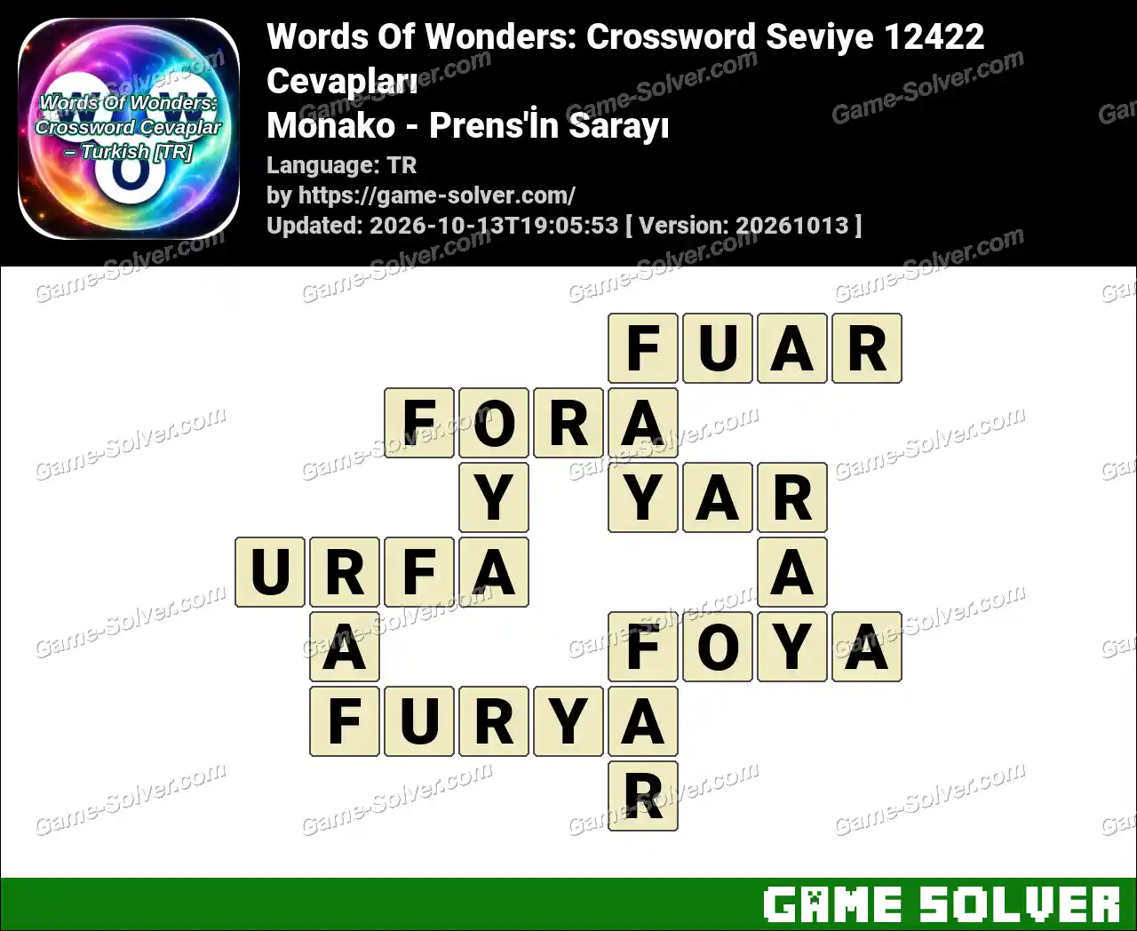 Words Of Wonders: Crossword Seviye 12422 Cevapları – Monako – Prens’İn Sarayı